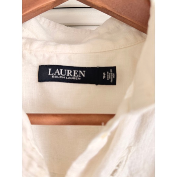 Lauren Ralph Lauren Linen Eyelet Embroidered Button Down Shirt Cream Womens S - Picture 3 of 3